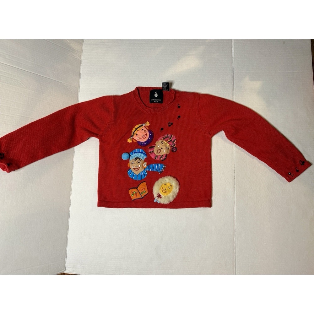 Vintage Y2K Michael Simon Girls 10 CHRISTMAS Sweater CAROLERS Winter Chorus